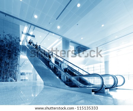 Escalator ,interior of the shanghai pudong airport .