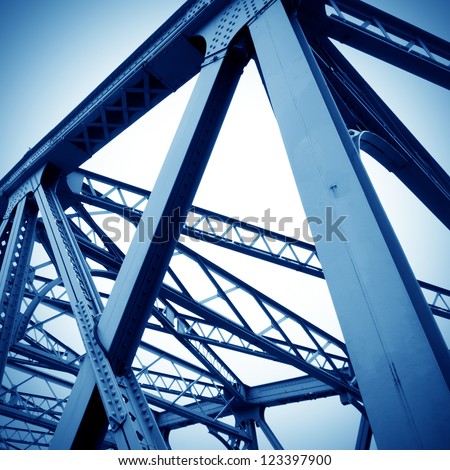 Support Above The Bridge, Steel Structure Close-Up.