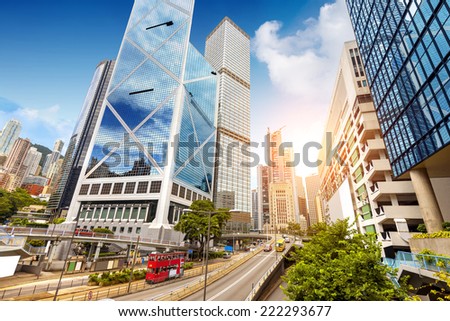 Modern city streets, Hong Kong, China.