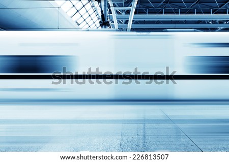 Fast train with motion blur.
