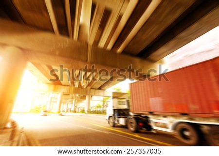 High-speed truck, motion blur pictures.