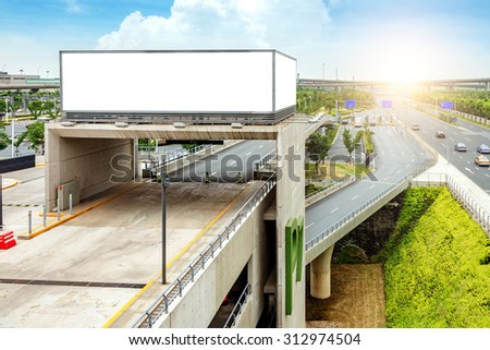 Shanghai, China\'s modernization viaduct and blank billboard