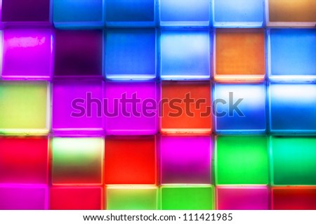 abstract cubes backdrop in orange blue and red
