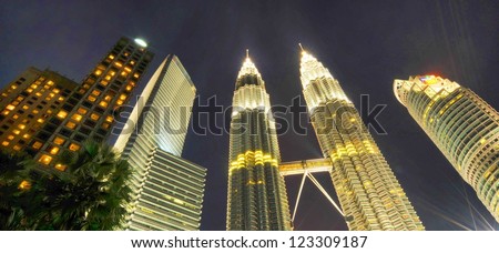 KUALA LUMPUR-OCT-20-2012:View of The Petronas Twin Towers at night on October 20, 2012 in Kuala Lumpur, Malaysia.Petronas Twin Towers are twin skyscrapers and were tallest Twin buildings in the world.