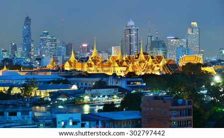 BANGKOK THAILAND -AUG 03: Grand palace at twilight on August 03,2015.It was built in 1782.The home of the King, the Royal court and the administrative seat of government.