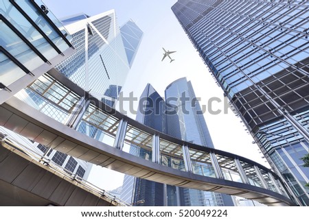 Modern office buildings in central Hong Kong.