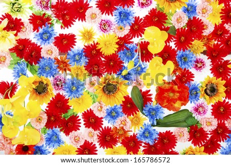 fake colorful flower wall