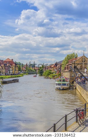 Bamberg, GERMANY/EUROPE - MAY 31, 2014 : Little Venice in Bamberg, Germany. Historical Fisher Houses from the 17th Century at the River Regnitz. European Landmark
