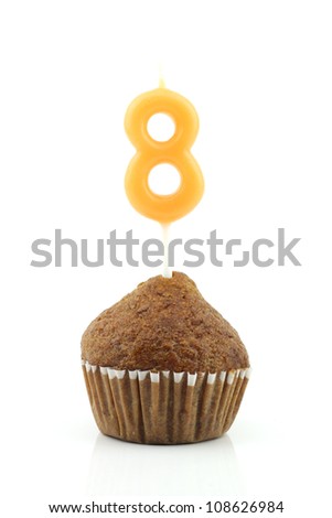 Birthday cupcake isolated on white background