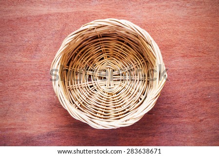 Top view of empty wooden fruit or bread basket