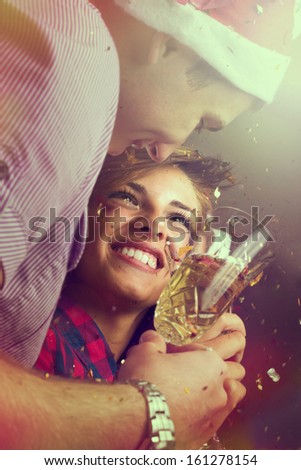 Portrait of two people in love on the new years eve party