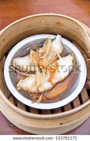 Dim Sum in Bamboo Steamed Bowl, Chinese food