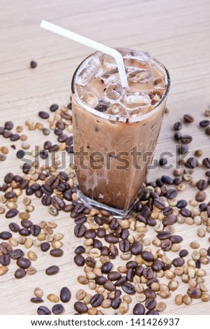 Iced Coffee and coffee beans