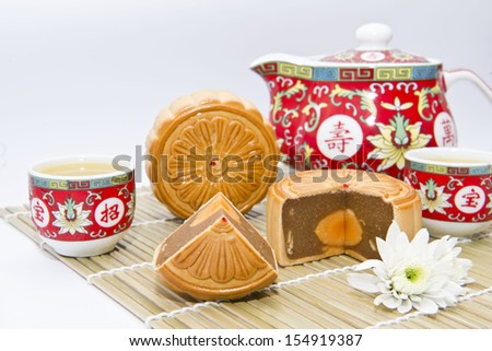 Mooncake and chinese tea, moon festival