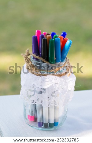 color pen for writing greeting in wedding ceremony, outdoor