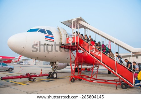 bangkok Thailand May 12 :: before take off for travel to Vietnam with Air Asia jet plane on May 12, 2015