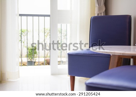 Purple chair in the living room, decoration