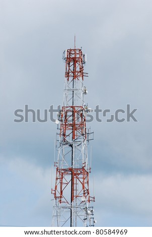 white and red antenna to receive phone signal