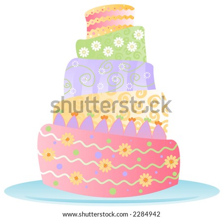  Birthday Cakes on Stock Photo   Fun  Colorful Birthday Cake Decked Out In Stripes  Polka