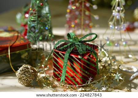 Christmas decoration beautiful new colored items for the holiday.