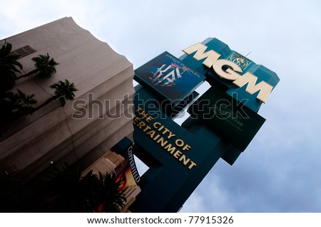 LAS VEGAS - MARCH 21: MGM Grand Hotel and Casino sign on March 21, 2011 in Las Vegas. The MGM Grand Hotel was the largest hotel in the world when opened in 1993.