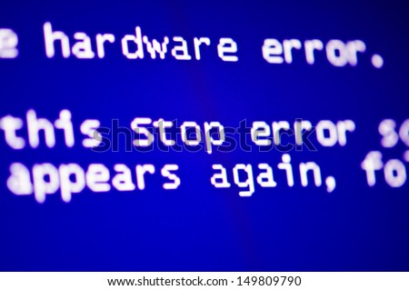 Blue screen of death, computer error crash
