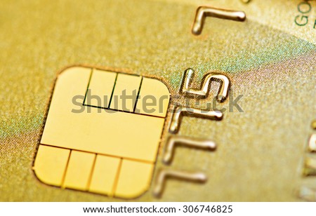 Golden credit bank card with chip macro, Fake card numbers