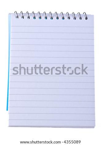 An image of a lined note pad with spiral binding.