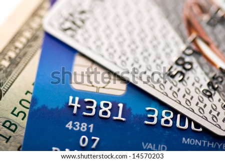 Dollar bill and some credit cards