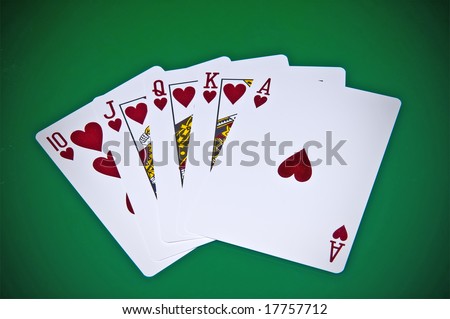 Royal flash - cards on green background