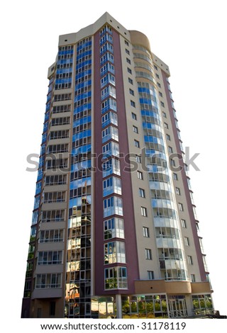 apartment block building isolated on white