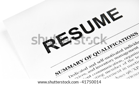 Resume application paper form on white