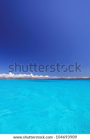 The cobalt blue sea and blue sky of Okinawa.