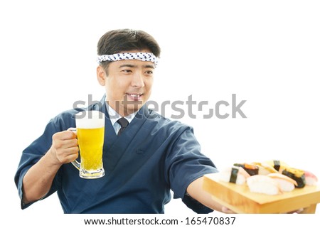 Working Asian waiter