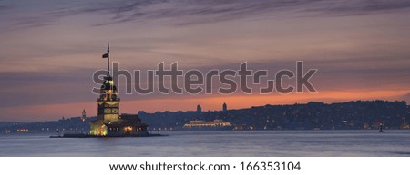 Panorama of Maiden\'s Tower in Istanbul