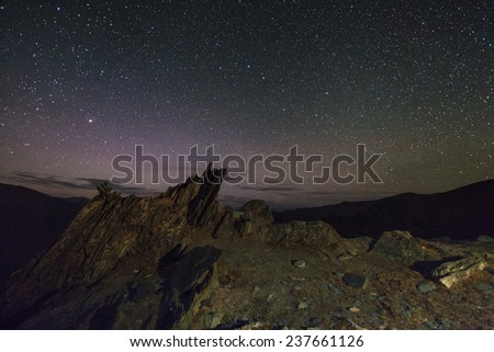 Amazing starry night in the high mountains