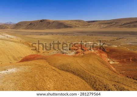Amazing landscape of the desert at the foot of the mountains