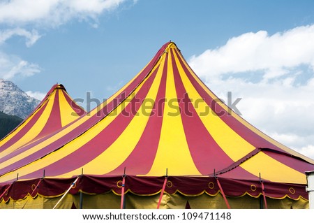Circus tent red  and yellow stripped