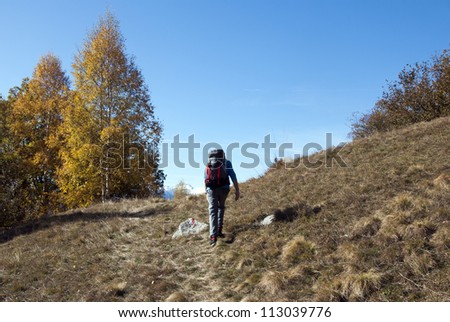 The hiker - A man walking on mountain path