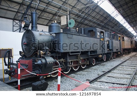 Old train with steam engine locomotive