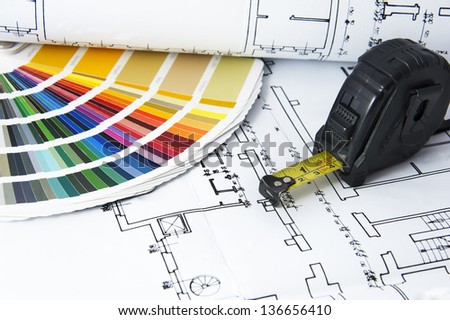Architectural projects,  color guide and measurement tape