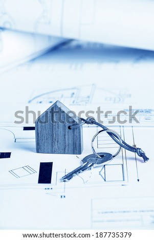 Closeup to key on house plan
