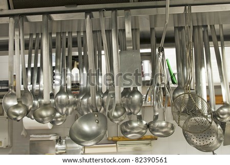 utensils in a kitchen restaurant