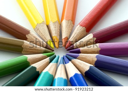 Color pencils as a color wheel