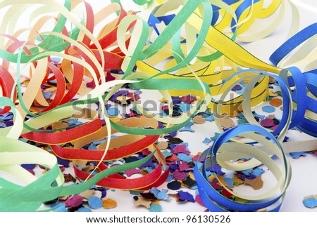 Colorful confetti and party streamer