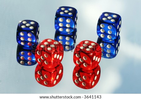 Red and Blue Dice thrown as Full House in Heaven