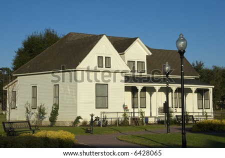 Traditional southern country home, wooden house with porch
