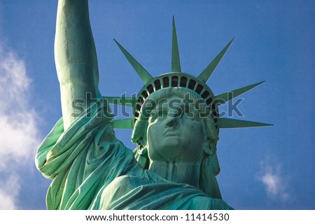 statue of liberty face. statue of liberty face. stock