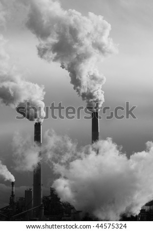 Smoke stacks with Industrial Emissions impacting the Environment