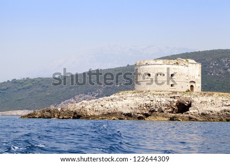 the island on which ancient fortress settles down. Mamula island, Montenegro
